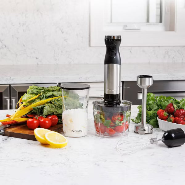Immersion Blender – 400W Hand Blender Set with Food Chopper and Whisk – Stainless Steel