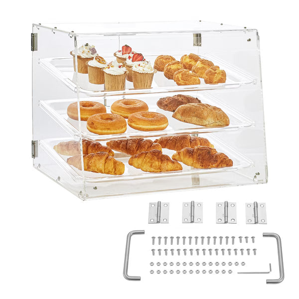 Display Case – Culinvaro Pastry Display Case, 3-Tier Commercial Countertop Bakery Display Case
