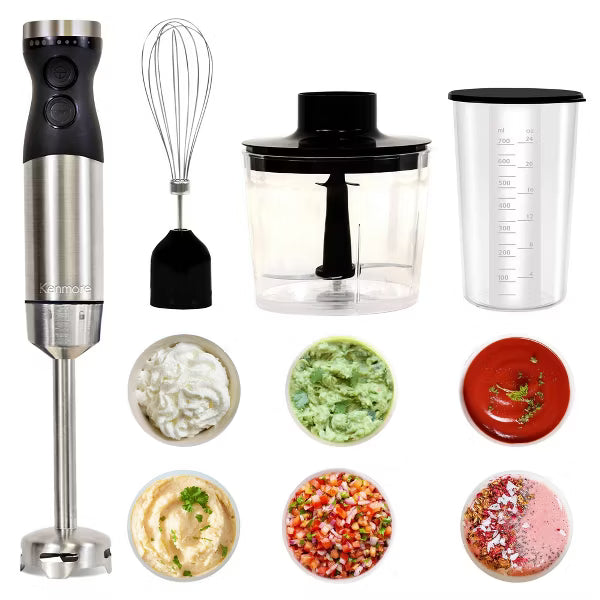 Immersion Blender – 400W Hand Blender Set with Food Chopper and Whisk – Stainless Steel