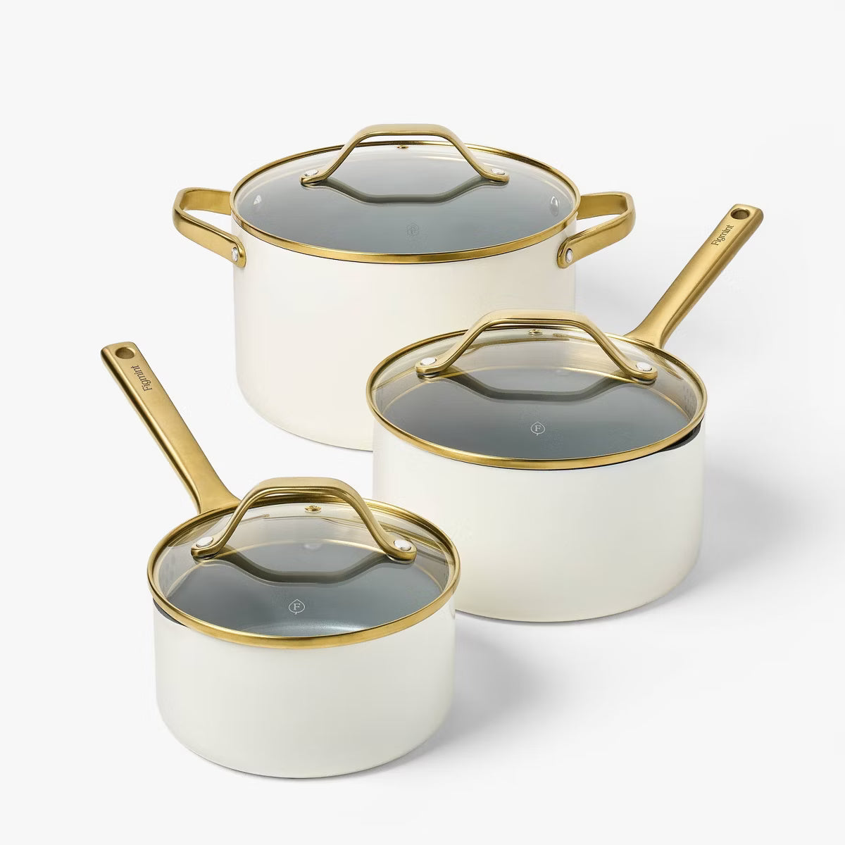 Cookware Set – 12pc Nonstick Ceramic Coated Aluminum Cookware Set – White