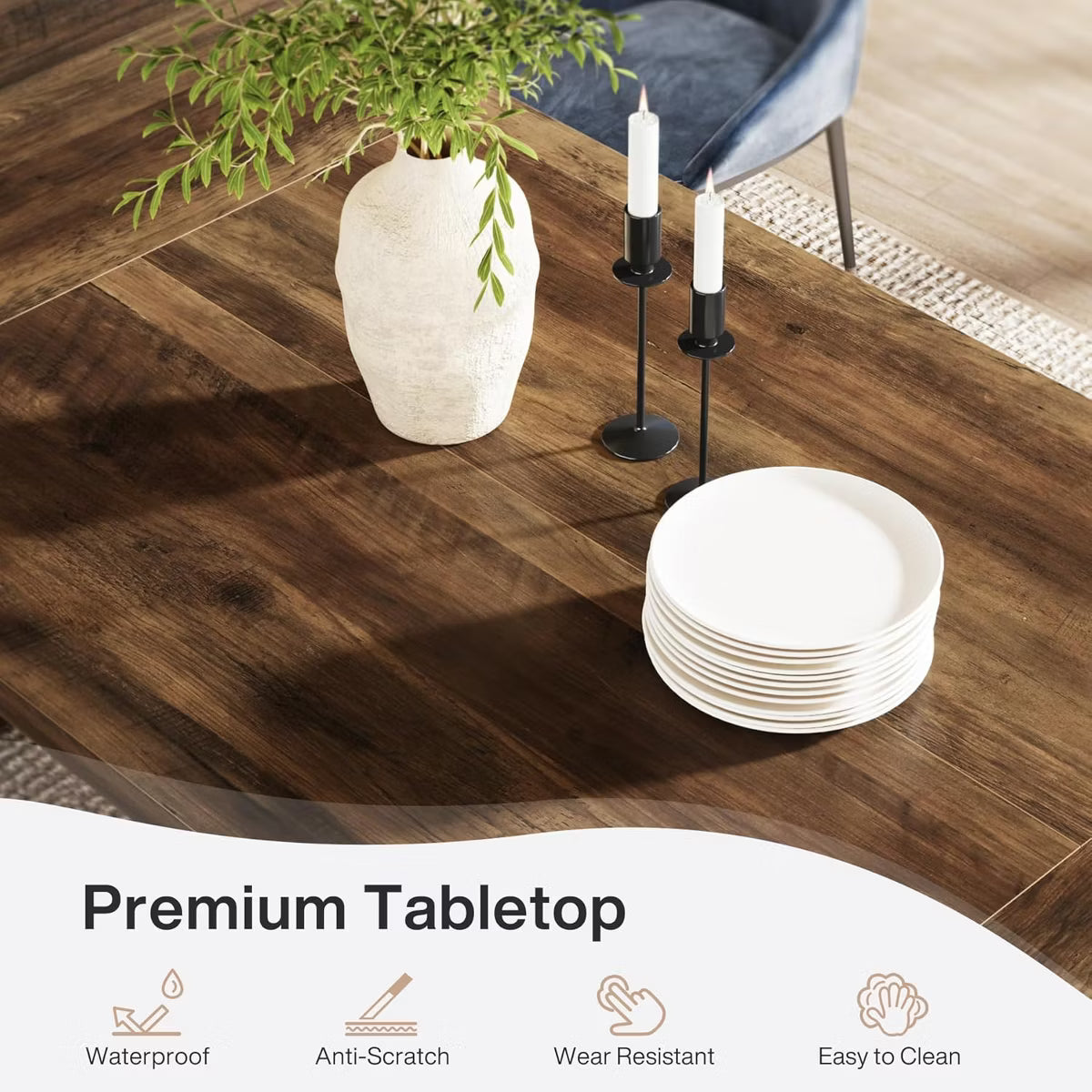 Dining Table – Culinvaro 70.9-Inch Wood Dining Room Table, Rectangular Farmhouse Dining Table