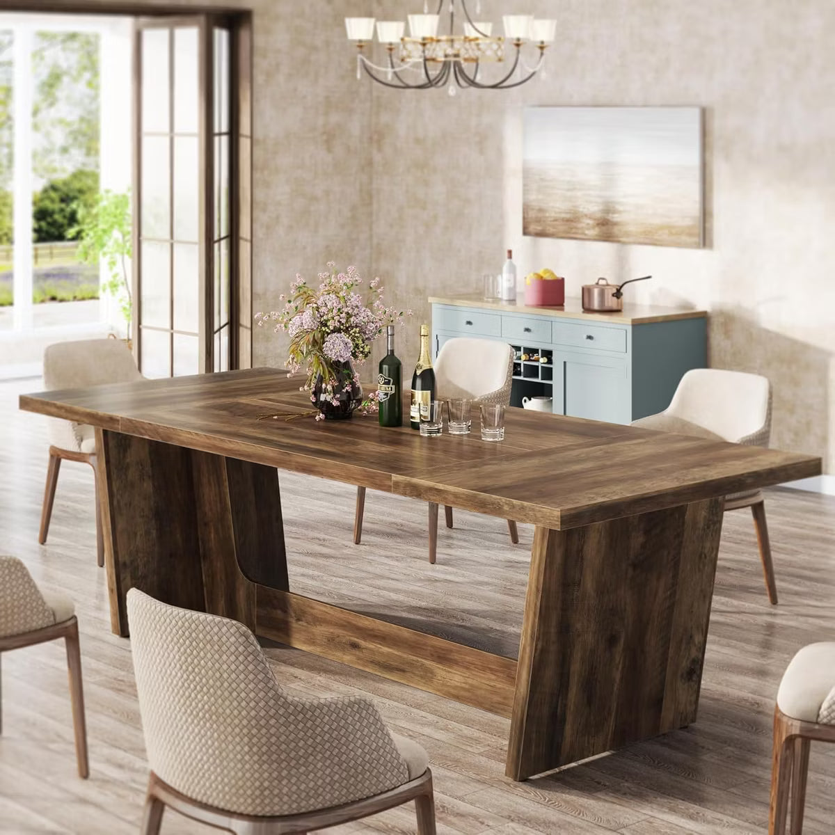 Dining Table – Culinvaro 70.9-Inch Wood Dining Room Table, Rectangular Farmhouse Dining Table