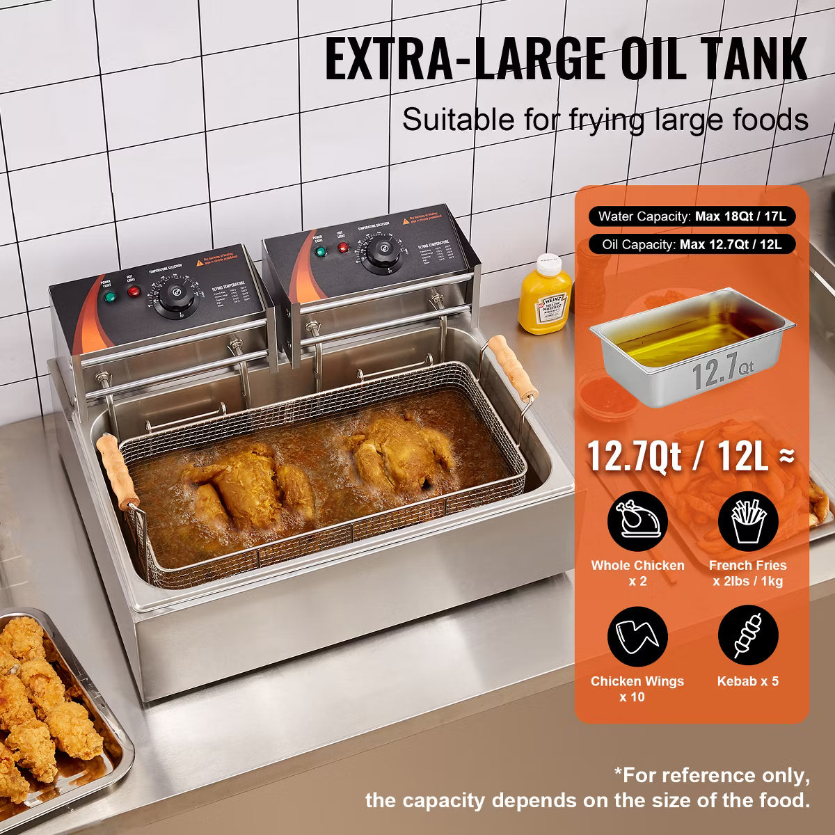 Deep Fryer – Deep Fryer, 3000W Electric Turkey Fryer with 3 Baskets – Silver
