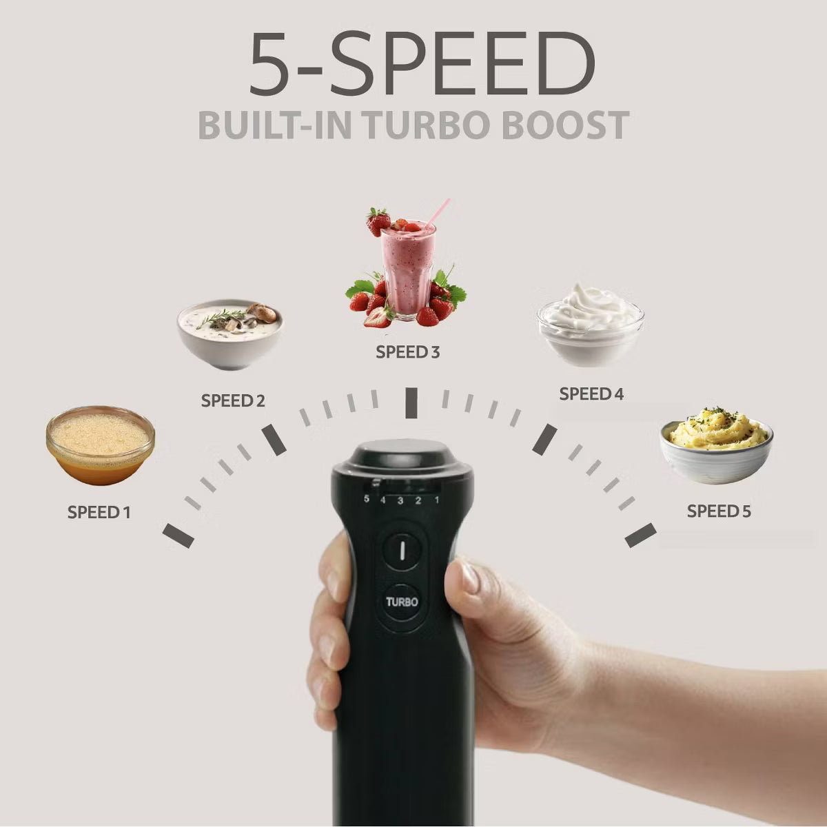 Blender Handheld with Shaft 500W Hand Blender for Kitchen – Black
