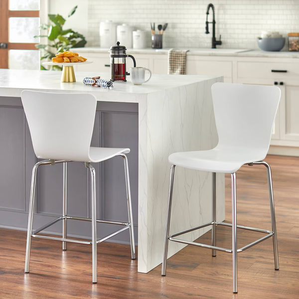 et of 2 Hillboro Modern 24" Counter Height Barstool White