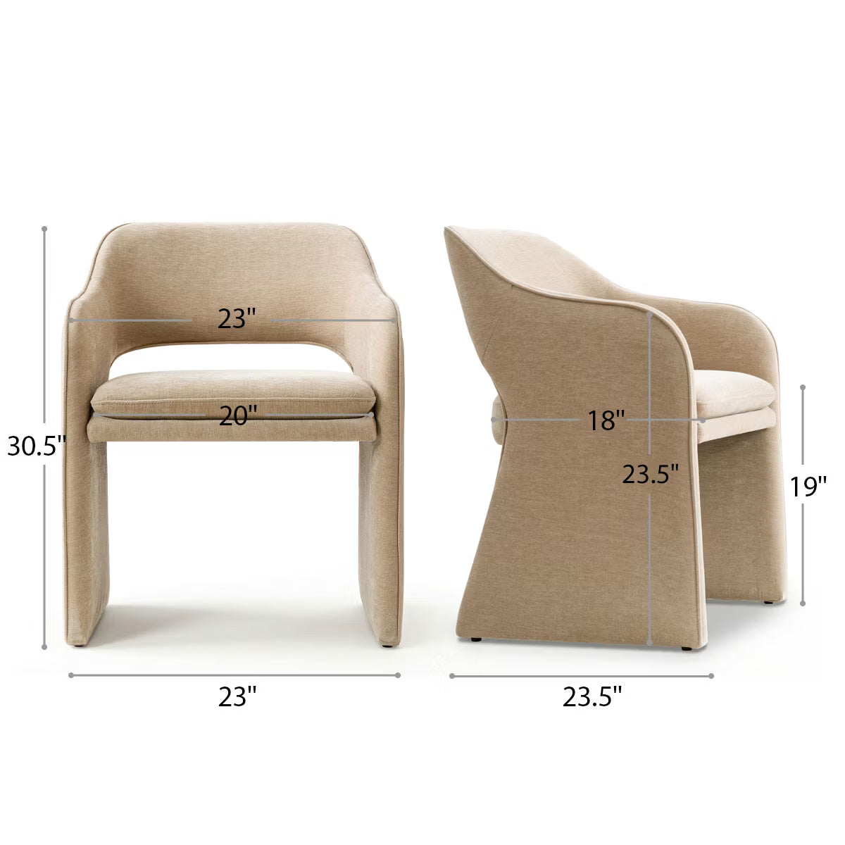 Modern Dining Chairs Set of 6, Fully Upholstered Brie Chenille Kitchen Chairs