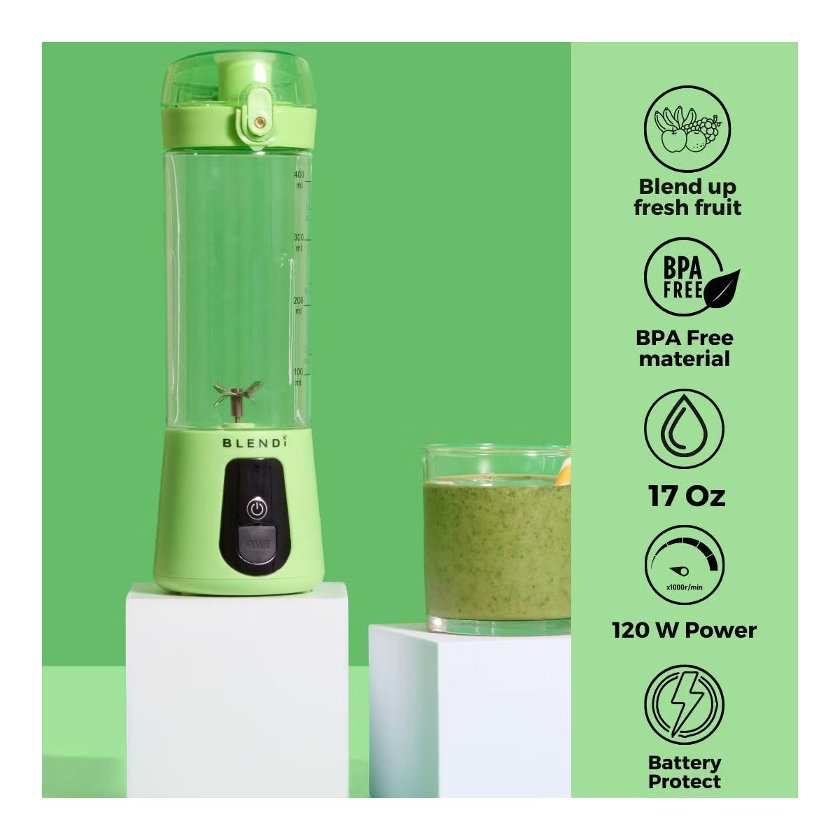 Personal Blender – Personal Blender, 17oz Capacity, 70W – Green