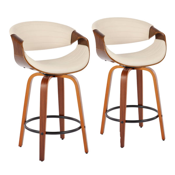 Set of 2 Symphony Upholstered Counter Height Barstools Gray/Walnut