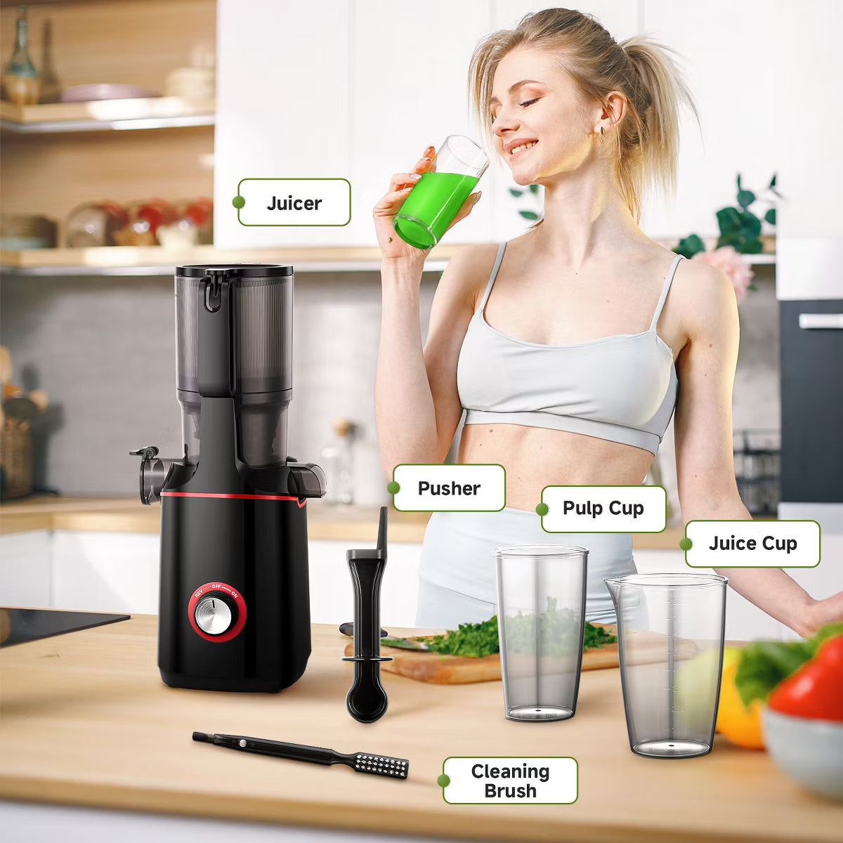 Juicer – 160W Pure Motor, Reverse Function – Black