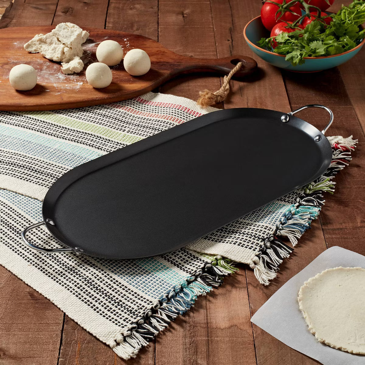 Griddle Pan – 5.75"X 7.75" Oval Comal: Carbon Steel Skillet for Tortillas – Black