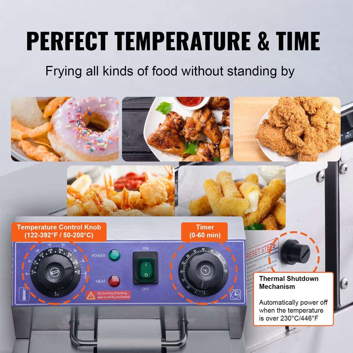Deep Fryer – Dual Tank 3000W Electric Countertop Fryer with Basket – Silver
