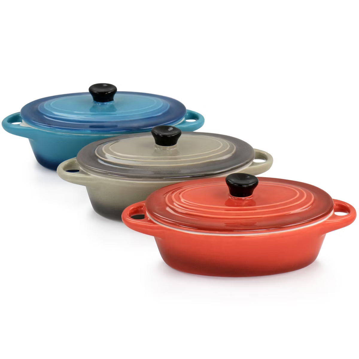 Casserole Dish – Piece 6.7oz Stoneware Mini Oval Casserole Set in Assorted Colors 4 – Blue