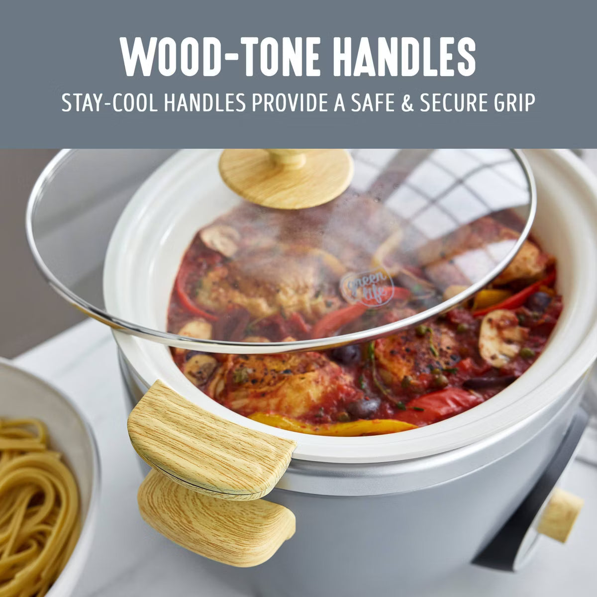 Slow Cooker – Healthy 6qt Slow Cooker with Handle – Quartz Gray