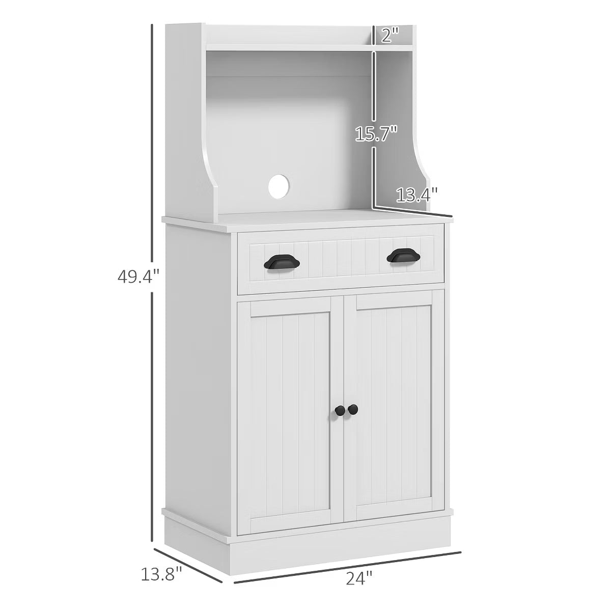 Microwave Cabinet – Culinvaro Microwave Cabinet with Drawer, Double Door Cabinet and Adjustable Shelf