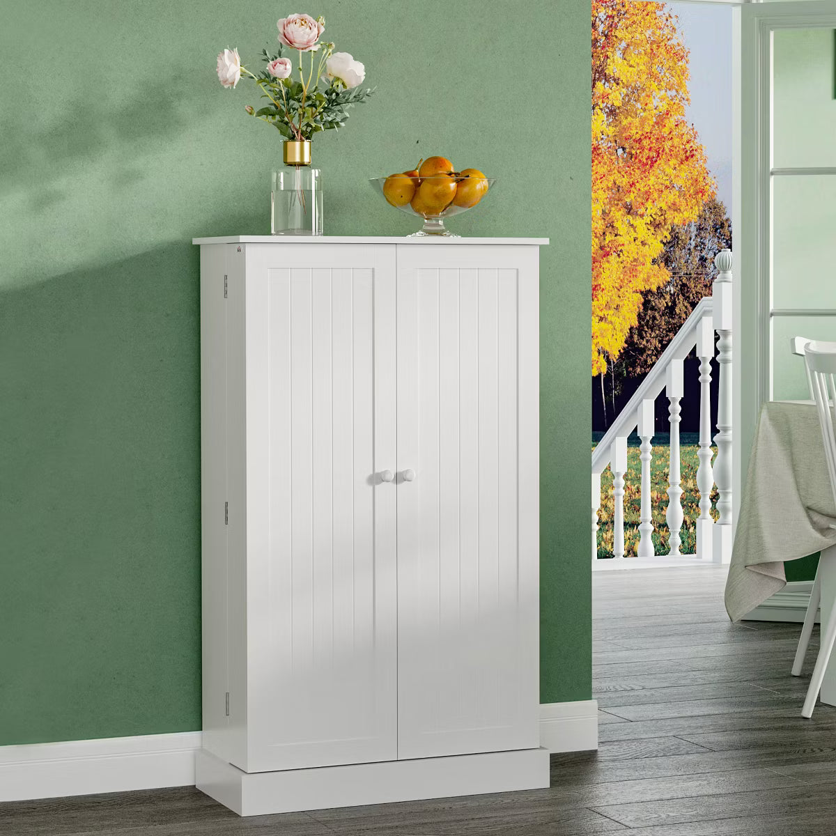 Pantry Cabinet – Culinvaro 41" Modern Kitchen Pantry Freestanding Storage Cabinet with Double Doors Adjustable Shelves for Living Room - White