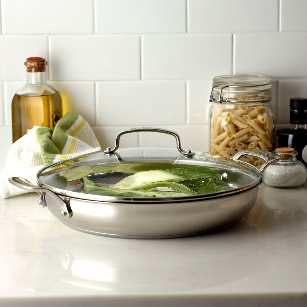 Frying Pan – 12" Everyday Pan with Cover – Silver