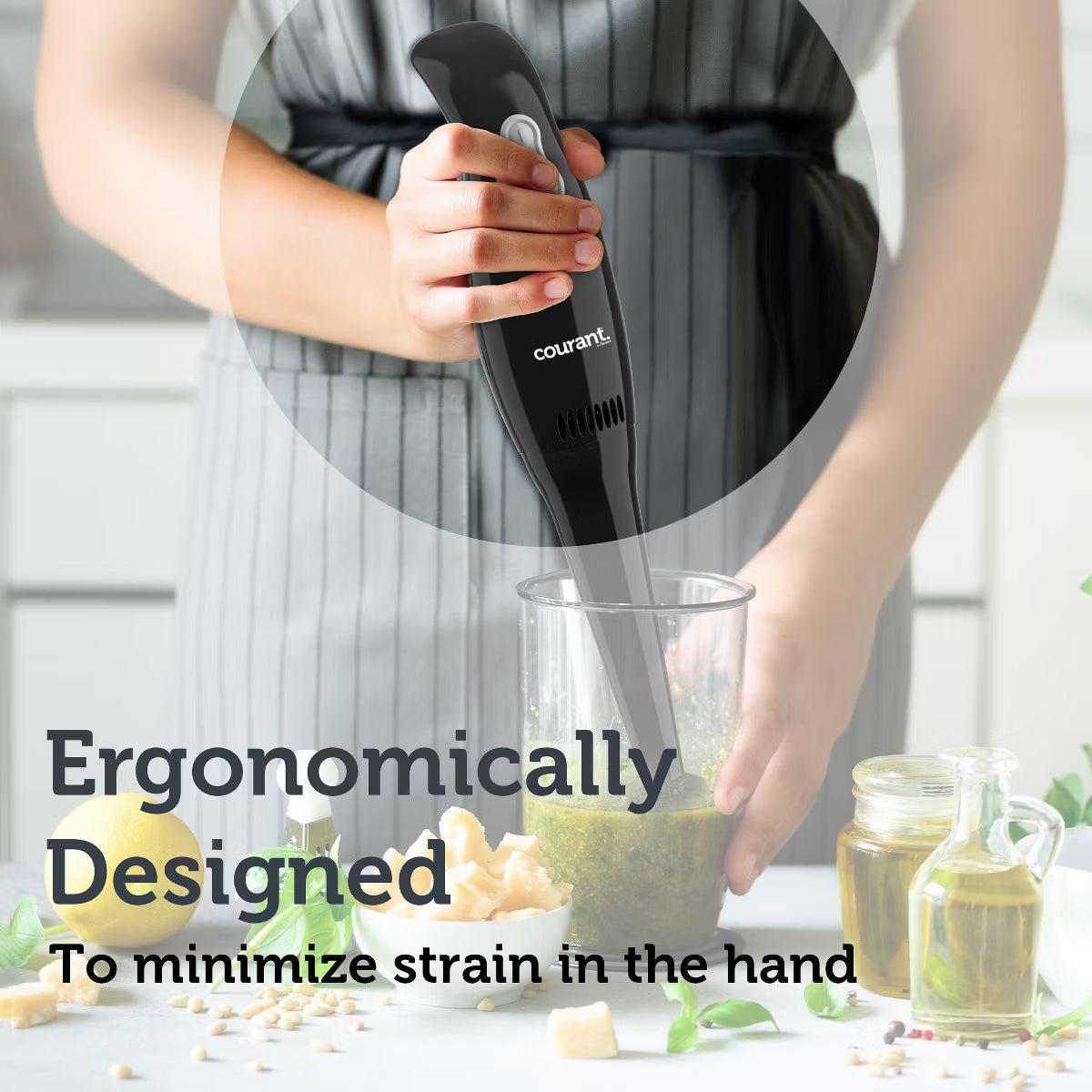 Immersion Blender – 200W 2-Speed Hand Blender for Blends – Stainless Steel