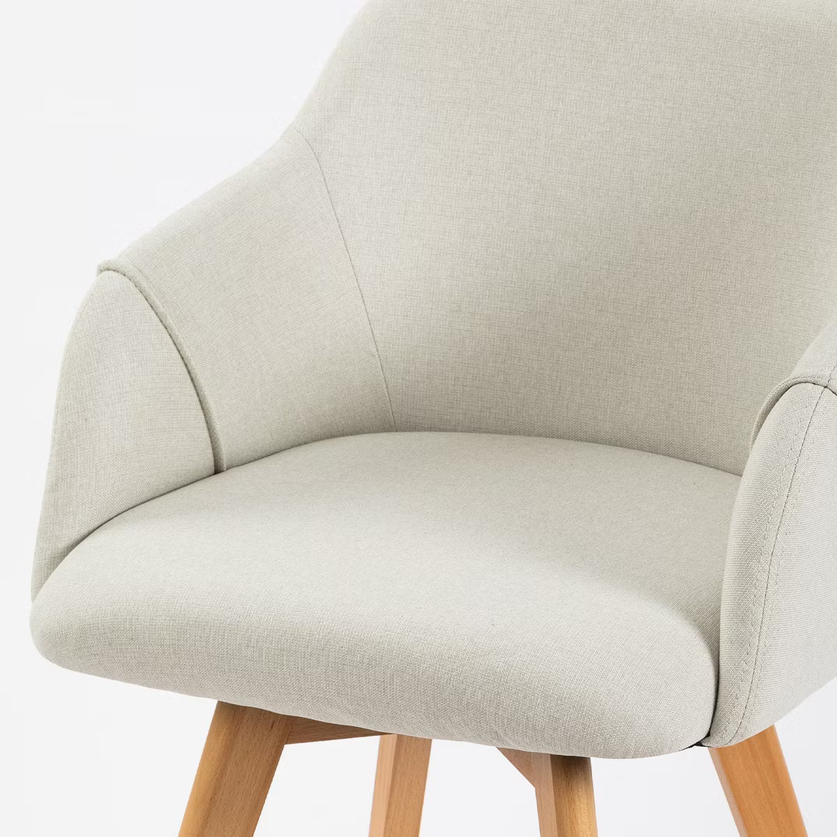 Swivel Dining Chairs Set of 2, Linen Upholstered Armchairs with Solid Wood Legs
