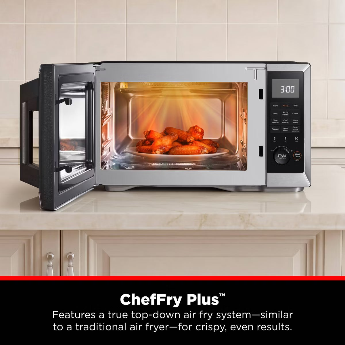 Microwave Oven – 1.0 cu ft Top Airfry Mulitifunctional Countertop Microwave – Black
