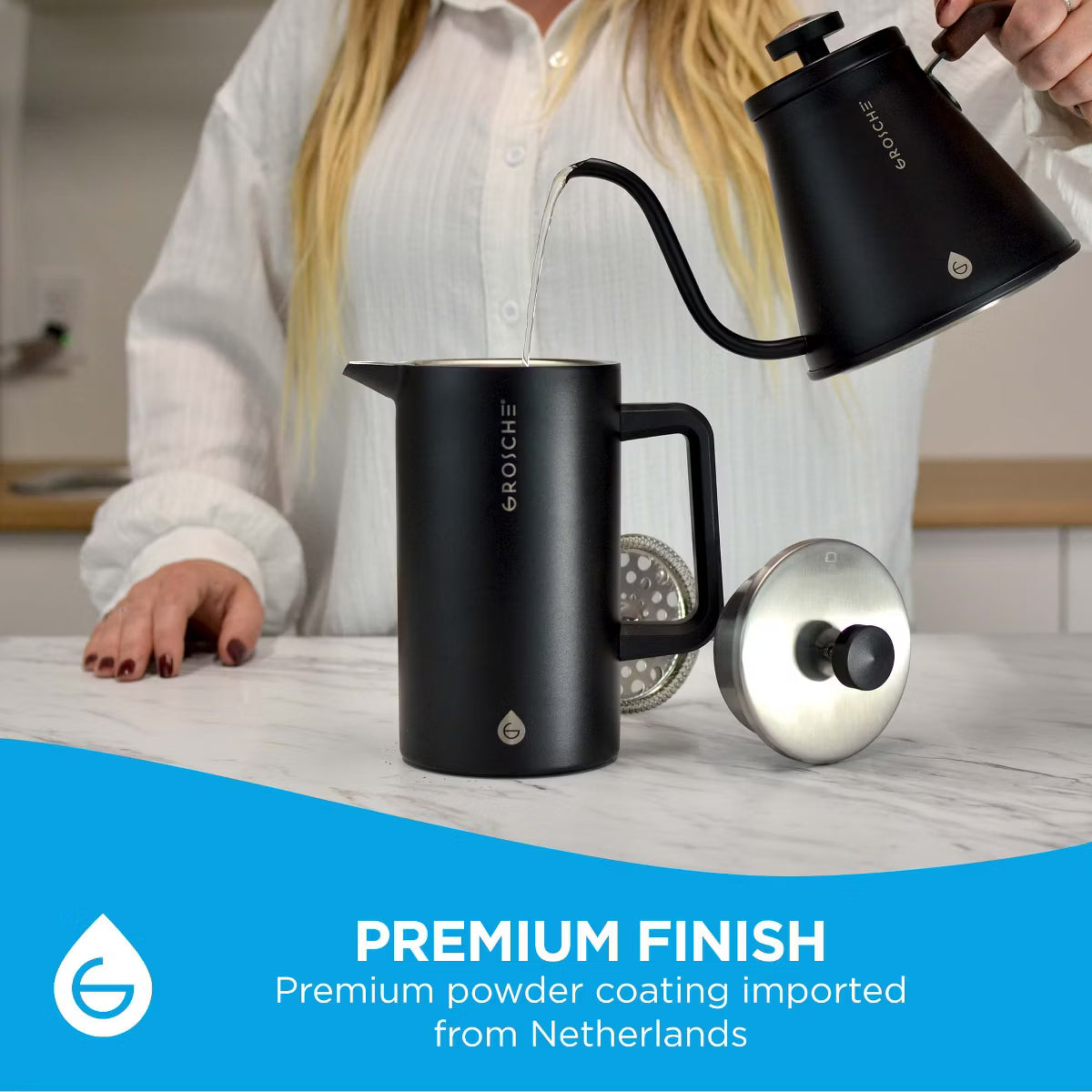 French Press – Culinvaro Stainless Steel Double Wall Insulated French Press, 34 fl oz. Capacity