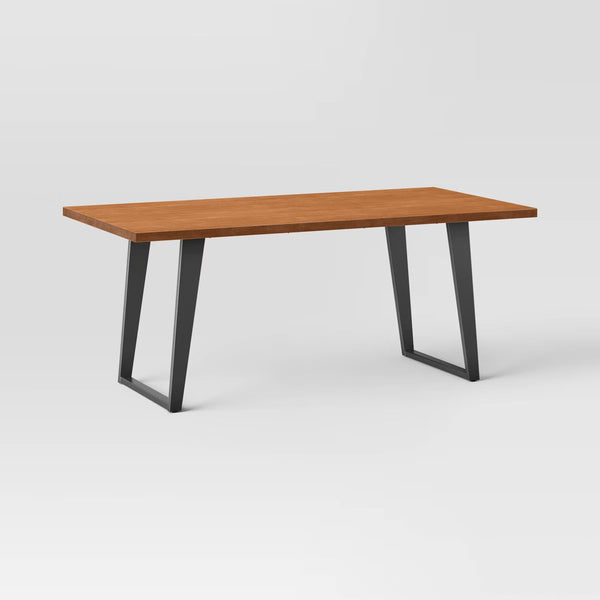 Dining Table – Culinvaro Rowan Mixed Material Rectangle Dining Table Natural Wood/Black Metal