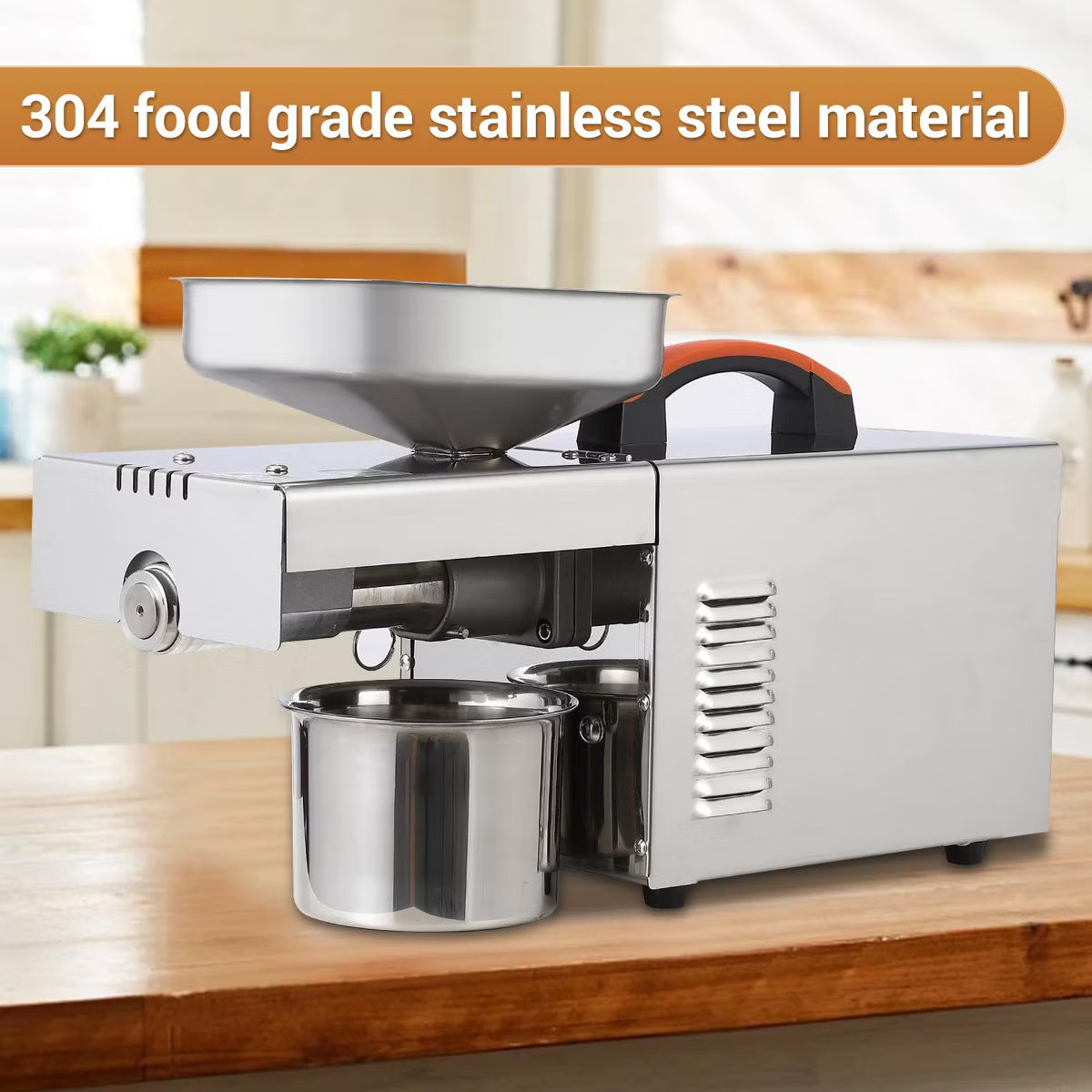 Kitchen Appliance – Automatic Cold& Hot Electric Oil Press Extractor – Silver