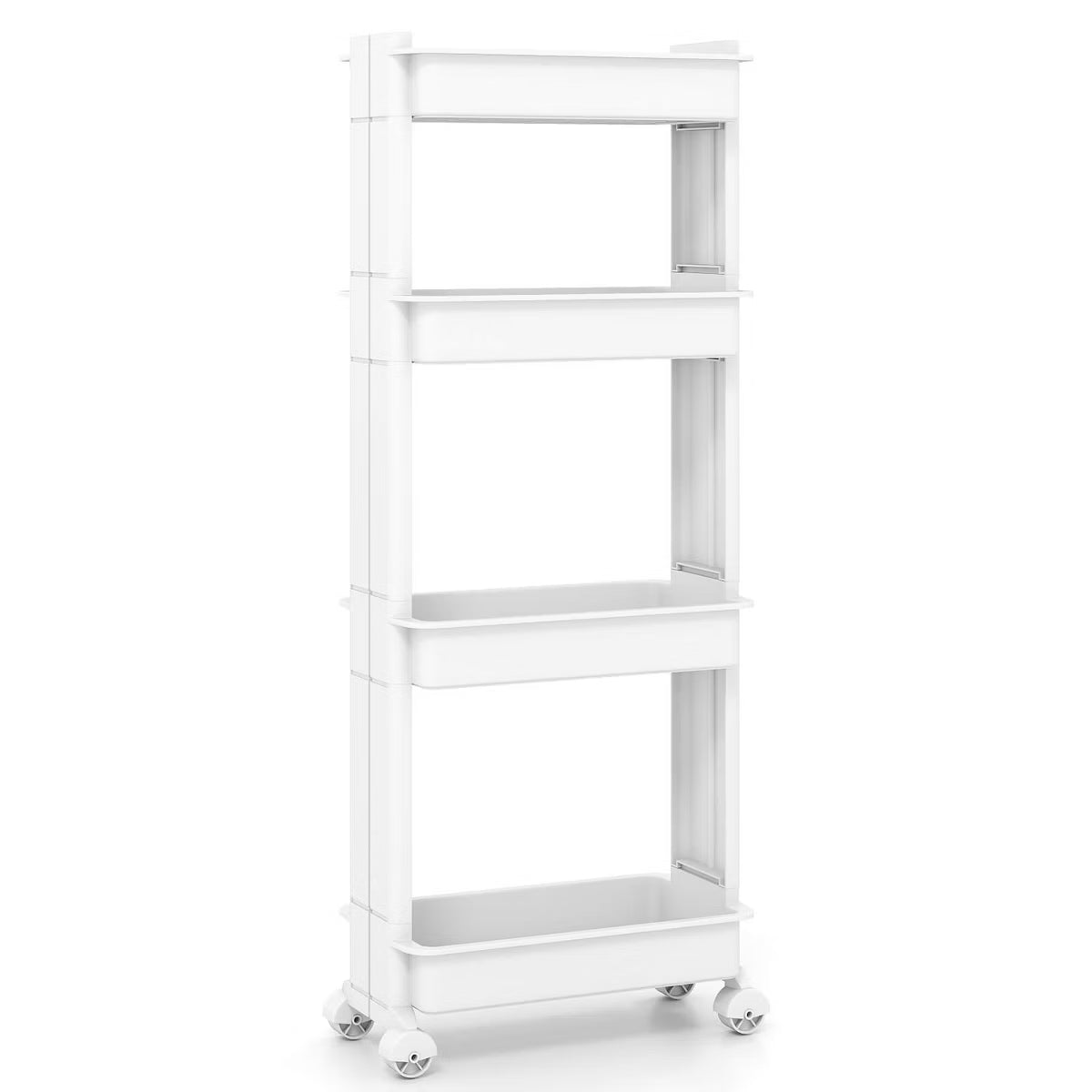 Utility Cart – Culinvaro 4-Tier Rolling Utility Cart with Detachable Trays and Smooth Wheels for Kitchen 15.5” × 9” × 40.5”(L × W × H)