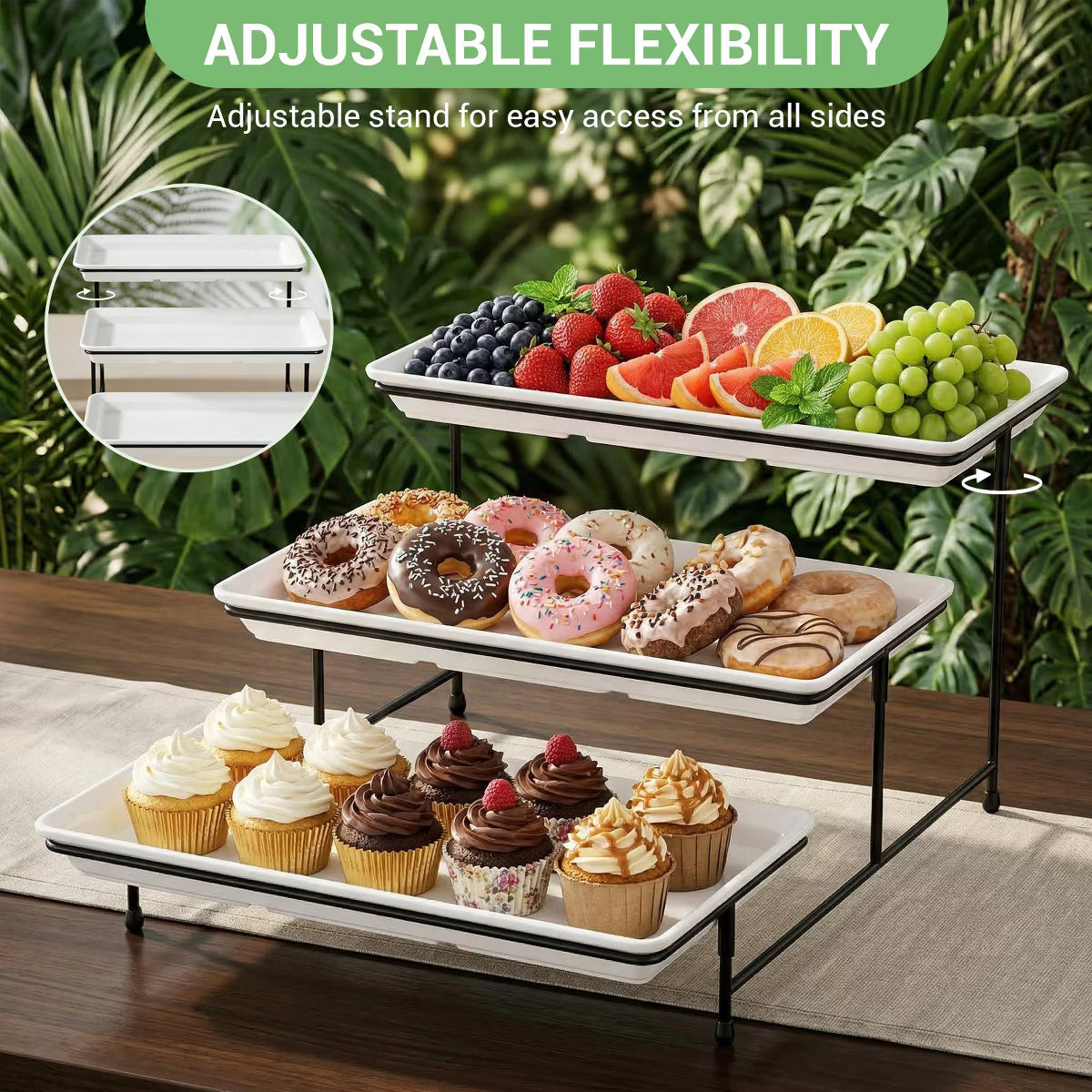 Cake Stand – Culinvaro 4-Tier White Melamine Cake Stand with Black Foldable Metal Rack