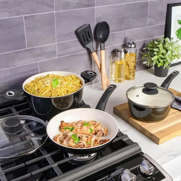 Cookware Set – Home Plaza Cafe 7 Piece Forged Aluminum Cookware Set – Black