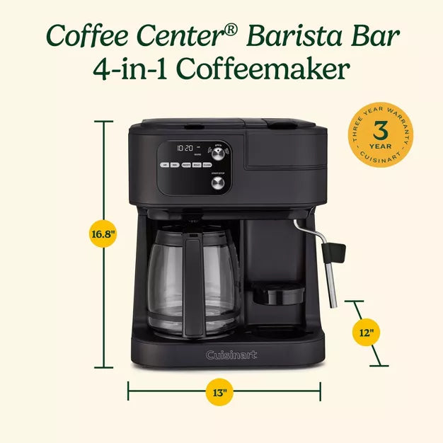 Drip Coffee Maker – Coffee Center Barista Bar 4-in-1 Coffee Maker – Black
