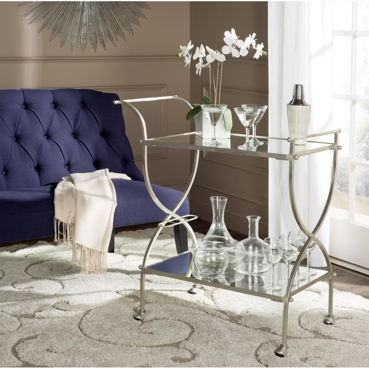 Bar Cart – Culinvaro Lucretius Bar Cart - FOX2556A - Silver/Mirror