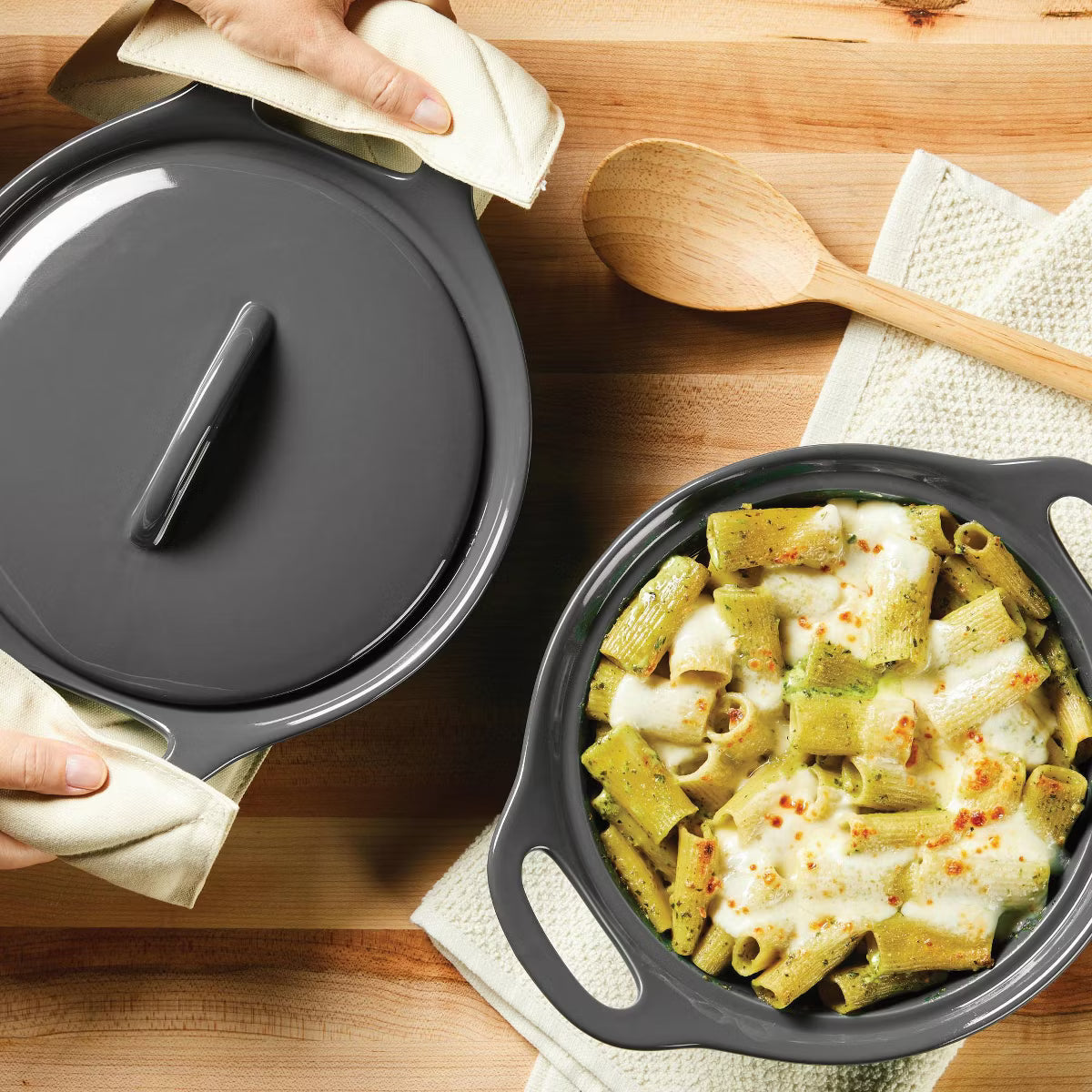 Casserole Dish – 3pk Round Casserole Set with Shared Lid Dark – Gray