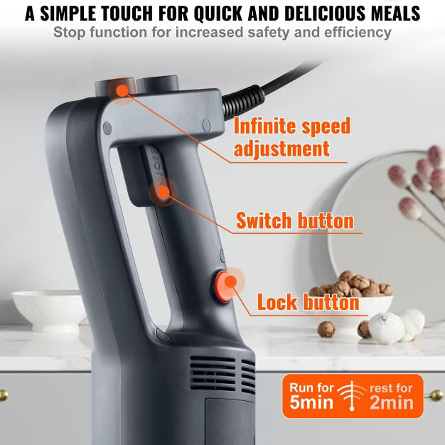 Immersion Blender – Blender, 750W 16" Heavy Duty Hand Mixer – Stainless Steel