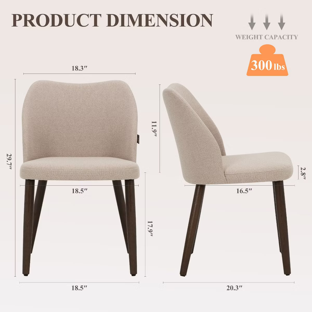 Set of 6 Wood Ergonomic Curved Dining Chairs – Modern Upholstered Chair for Kitchen