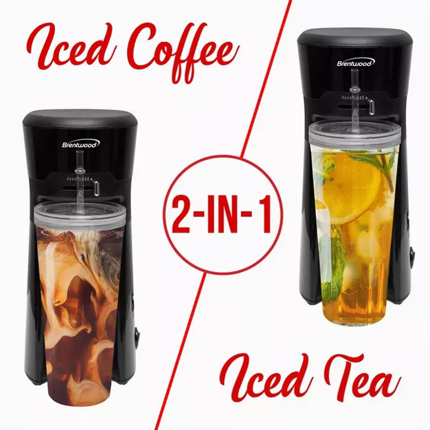 Single-Serve Coffee Maker – Single Serve Iced Coffee Tea Maker with 20 Ounce Insulated Tumbler – Black