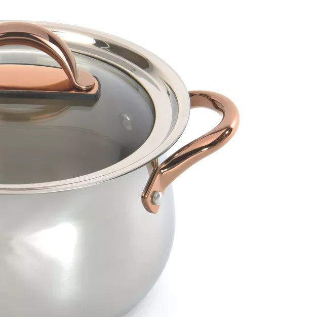 Cookware Set – Ouro 18/10 3Pc Set For One With Glass Lid – Stainless Steel