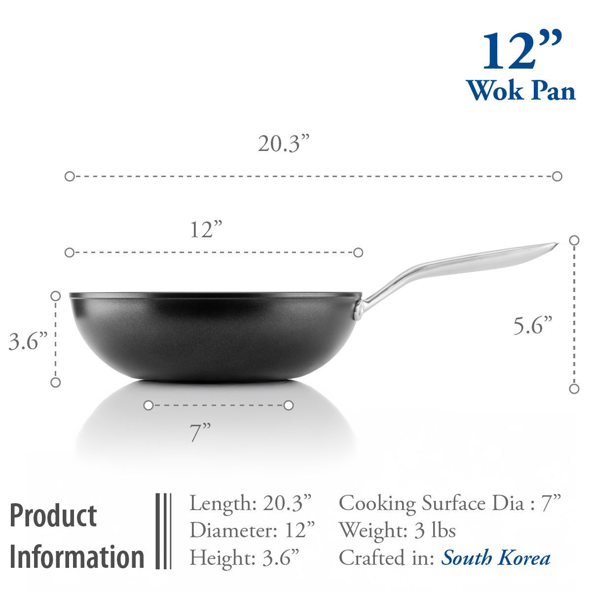 Wok – 12" Nonstick Wok/Stir-Fry Pan – Black