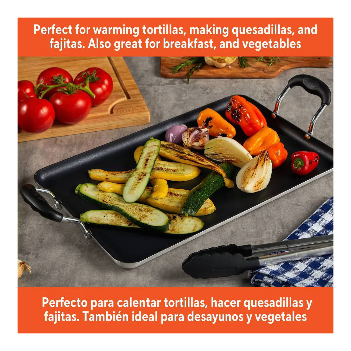 Griddle Pan – 17"x10"Ceramic Double Burner Griddle – Black