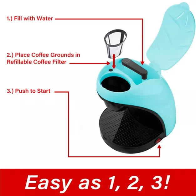 Single-Serve Coffee Maker – ingle Serve Coffee Maker with Porcelain Mug – Blue