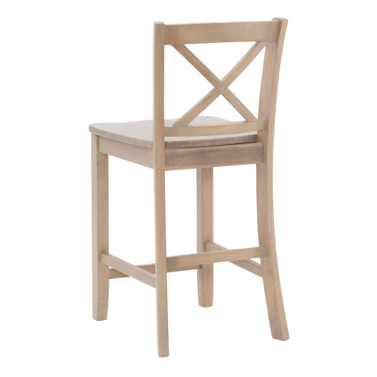 24" Torino Solid Wood Traditional X-Back Counter Height Barstools Gray Wash