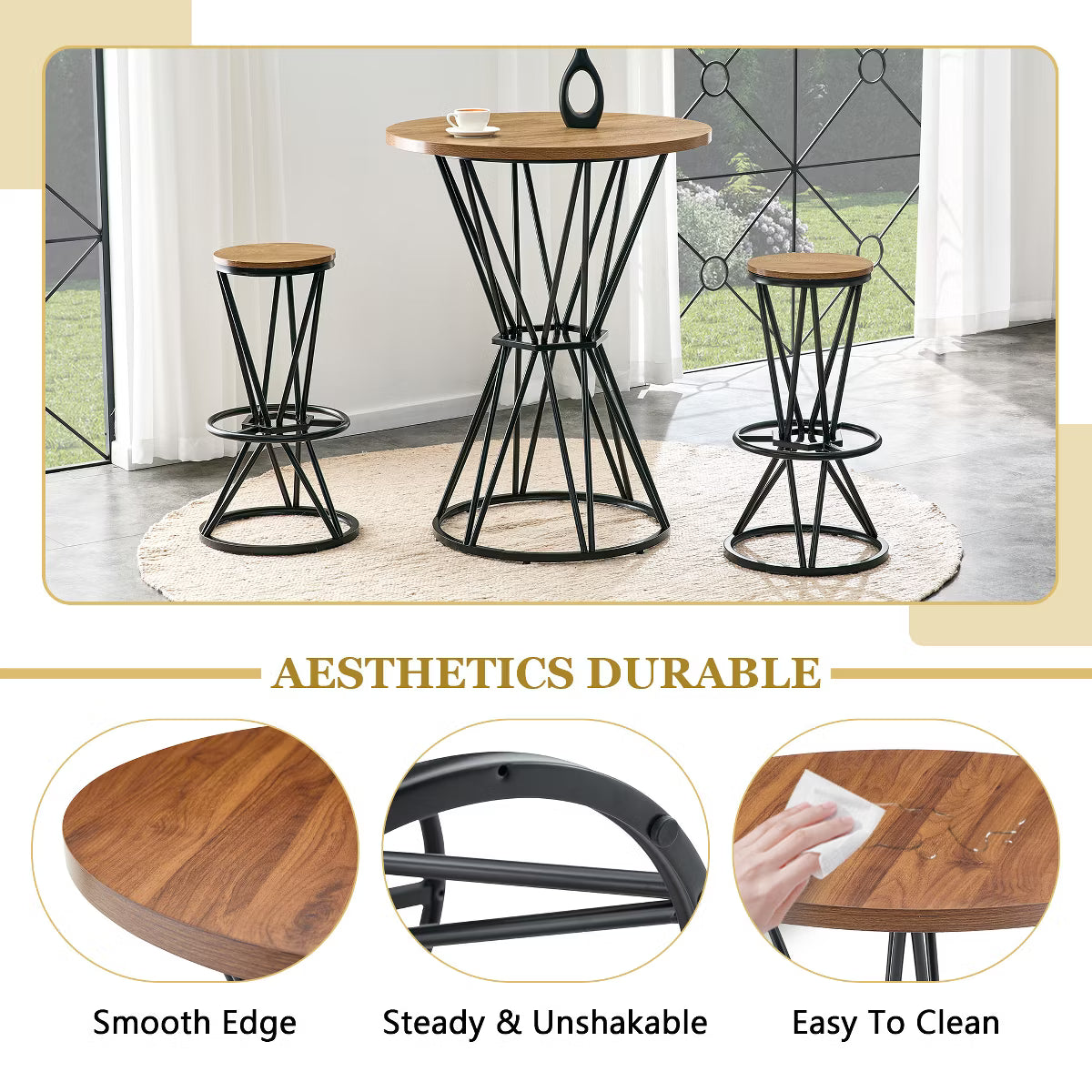 Dining Set – Culinvaro 3-Piece Bar Height Dining Set