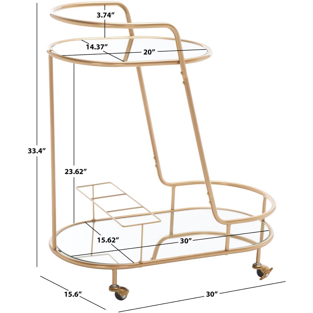Bar Cart – Culinvaro Midas 2 Tier Oval Bar Cart - BCT8008A