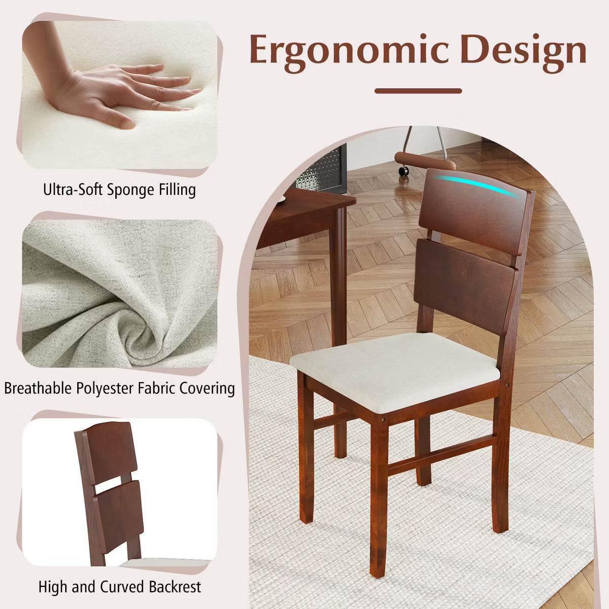 Dining Set – Culinvaro 5 PCS Dining Table Set for 4 Farmhouse Wooden Table & 4 Upholstered Chairs