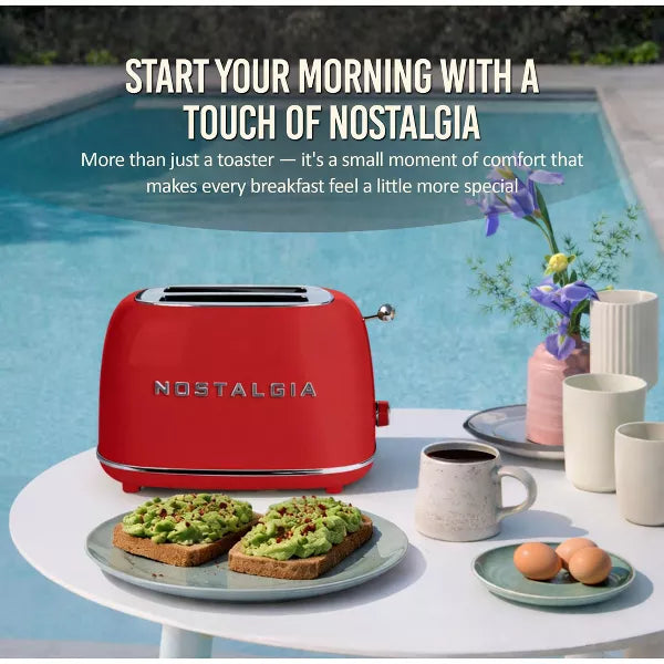 Toaster – Classic Retro 2-Slice Toaster – Red