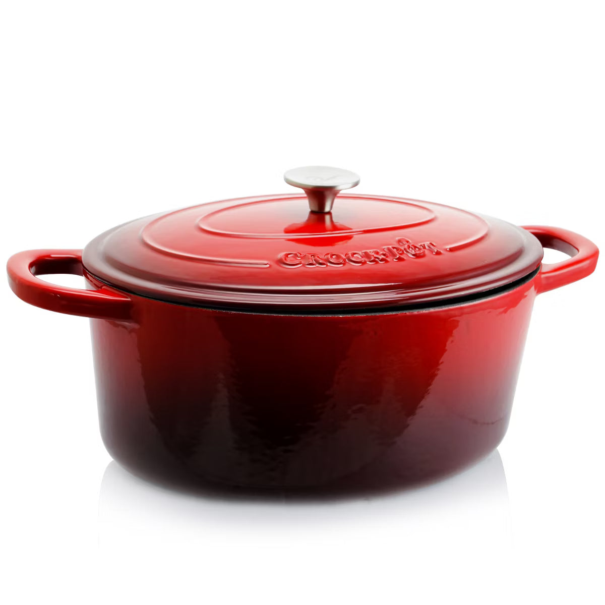 Dutch Oven – 7 Quart Oval Enameled Cast Iron Dutch Oven in Scarlet – Red