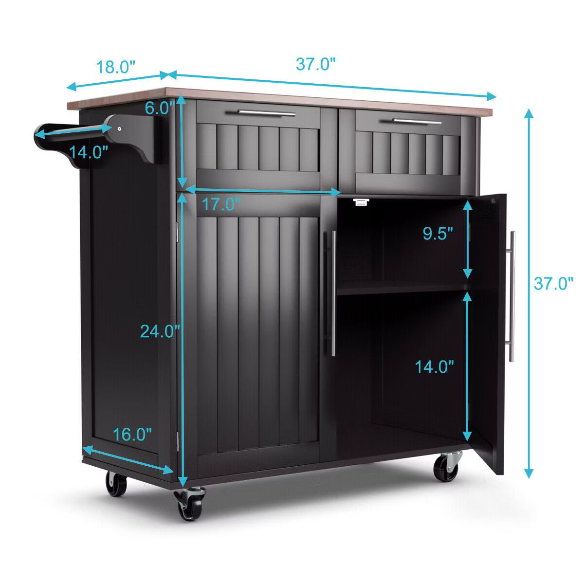 Kitchen Cart – Culinvaro Rolling Kitchen Cart Island Heavy Duty Storage Brown Trolley Cabinet Utility Modern