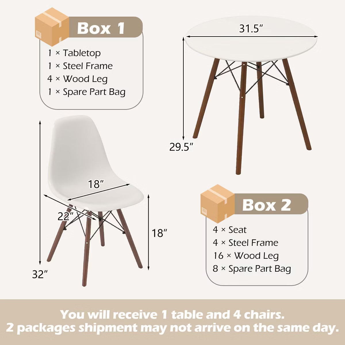 Dining Set – Culinvaro Dining Table Set Modern 5 PCS For 4 Round Dining Room Table Set with Solid Wood Leg