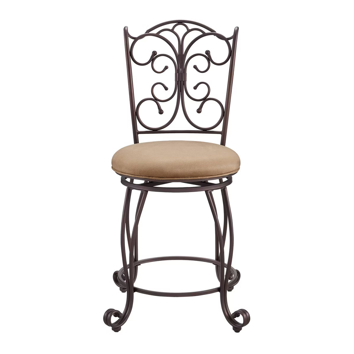 24" Genna Back Bar Faux Leather Swivel Seat Counter Height Barstool Brown