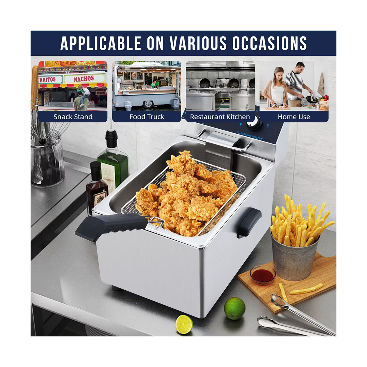 Deep Fryer – Electric Deep Fryer with Basket – Silver