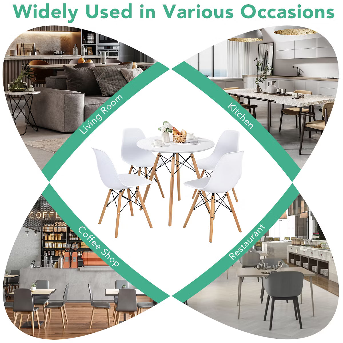 Dining Set – Culinvaro Dining Table Set Modern 5 PCS For 4 Round Dining Room Table Set with Solid Wood Leg